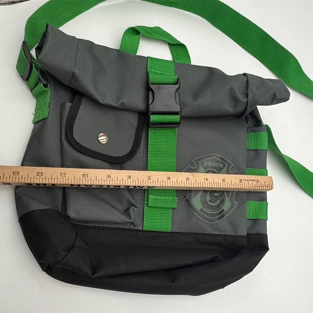 Harry Potter Slytherin Roll Top Crossbody Messenger Bag Green Gray 2018